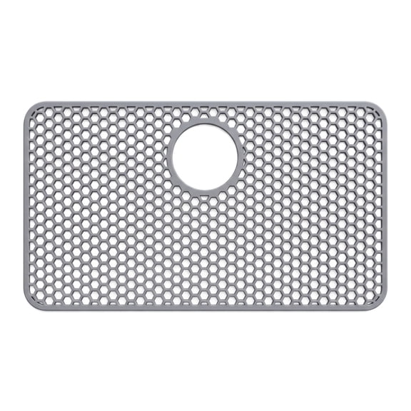 Silicone Sink Protector for Kitchen Sink with Rear Drain – 26"x14" Non-Slip Heat Resistant Grid Mat for Farmhouse, Porcelain & Stainless Steel