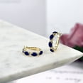 thumbnail image 4 of Gem Stone King 4.64 Ct Oval Blue Sapphire White Diamond 18K Yellow Gold Plated Silver Hoop Earrings, 4 of 4