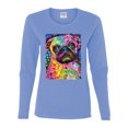 thumbnail image 3 of Funny Neon Pug | Dean Russo Art Animal Lover Womens Long Sleeve T-Shirt, Light Blue, Large, 3 of 6