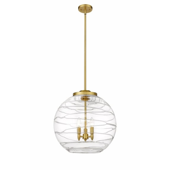 221-3S-SG-G1213-18-LED-Innovations Lighting-Athens Deco Swirl - 15W 3 LED Pendant In Industrial Style-19.5 Inches Tall and 17.88 Inches Wide Satin