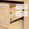 thumbnail image 2 of Estilo rural 6-cajón oak rattan cómoda de madera chest para dormitorio, entrada, y sala de estar, 2 of 7