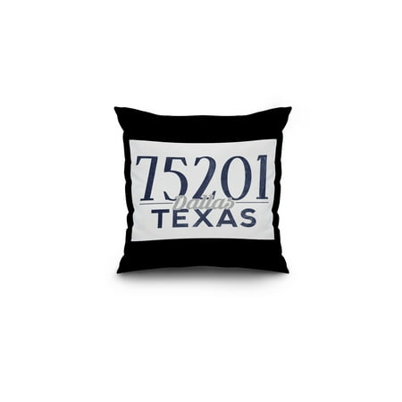 Dallas, Texas - 75201 Zip Code (Blue) - Lantern Press Artwork (16x16 Spun Polyester Pillow, Black