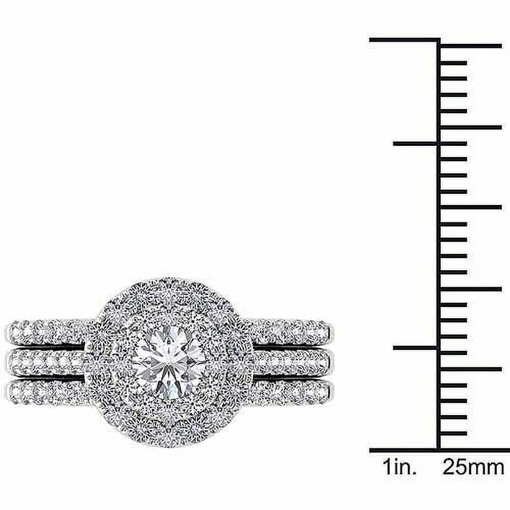 1-1/2 Carat T.W. Diamond 10kt White Gold Cushion-Shape Double Halo Engagement Ring Set