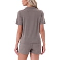 thumbnail image 3 of INSPIRE CHIC Women's Pajamas Button Down Sleepwear Short Sleeve Top with Shorts Casual Lounge Sets XL Brown, 3 of 6