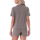 thumbnail image 3 of Pijamas para mujeres INSPIRE CHIC, conjunto de ropa de dormir de botones, parte superior de manga corta con pantalones cortos, conjuntos de lounge casuales, color marrón, 3 of 6