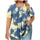 thumbnail image 2 of mfyjkho Tops De Gimnasio Para Mujer, Camiseta Plisada Con Botones, Cuello Redondo Y Manga Corta Para Mujer Tops Y Blusas Para Mujer Xxxl, 2 of 6