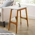 thumbnail image 1 of Walker Edison Marble and Wood Base Rectangle Side Table Living Room Small End Accent Table, 24 Inch, Marble and Acorn, 1 of 5
