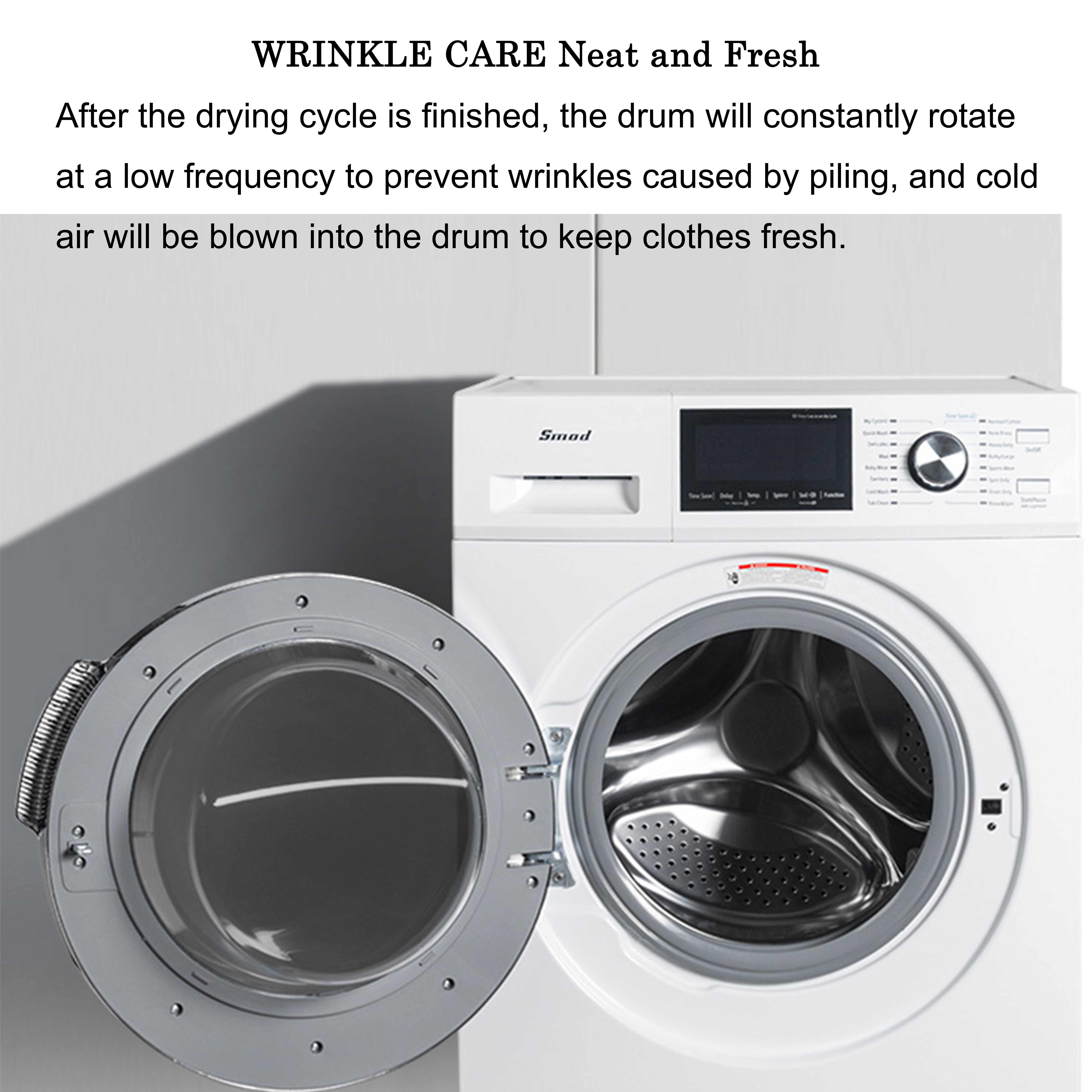 Smad 2.7 Cu ft Compact Front Load Washing Machine with Quiet Inverter Motor, 36 Mins Quick Wash, 12 Washing Programme