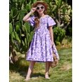 thumbnail image 2 of Vestido Arshiner para niñas, verano, morado, floral, 10-11 años, con bolsillos, 2 of 7
