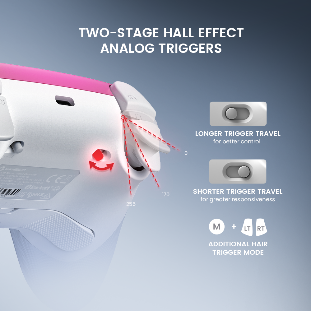 Control Inalámbrico Multifuncional GameSir Super Nova para PC/Switch/iOS/Android con Base de Carga Inteligente de Inicio-Parada Automático (Versión Rosa Batido) 8