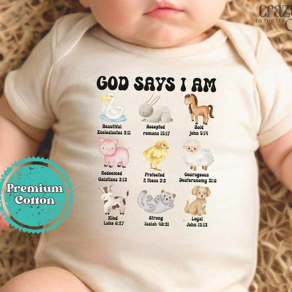 Baby Bodysuit BELLA CANVAS God Says I Am Onesie Bodysuit, Christian Baby Bodysuit, Religious Baby Clothes, Bible Verse Baby Bodysuit