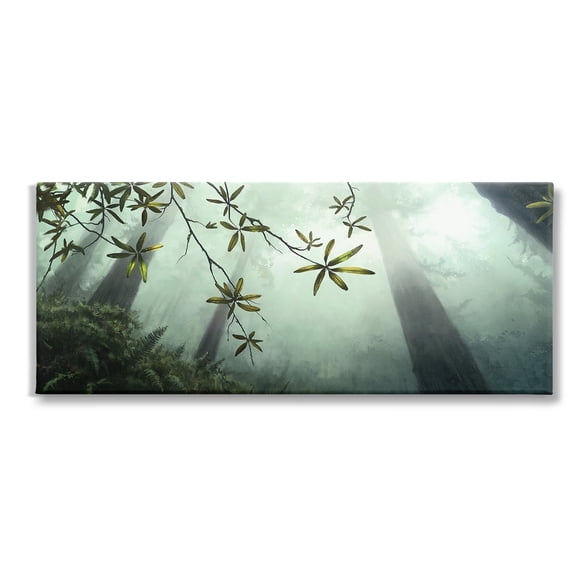 Stupell Industries Sunlit Forest Greenery Landscape Painting Gallery Wrapped Canvas Art Print Wall Art, 24 x 10