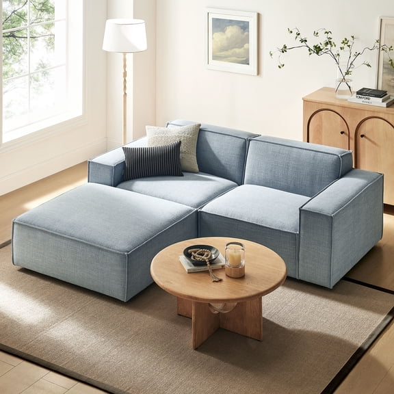 Restore 3-Piece Performance Fabric Upholstered Modular Loveseat with Ottoman