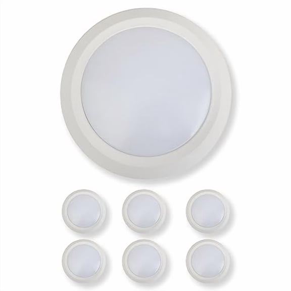 6 Pack 5/6” Inch LED Disk Lights Dimmable Surface Flush Mount Ceiling Light for Kitchen, Living Room, Bedroom, Office 15W 3000K 1080LM White Low Profile Ceiling Light Fixture