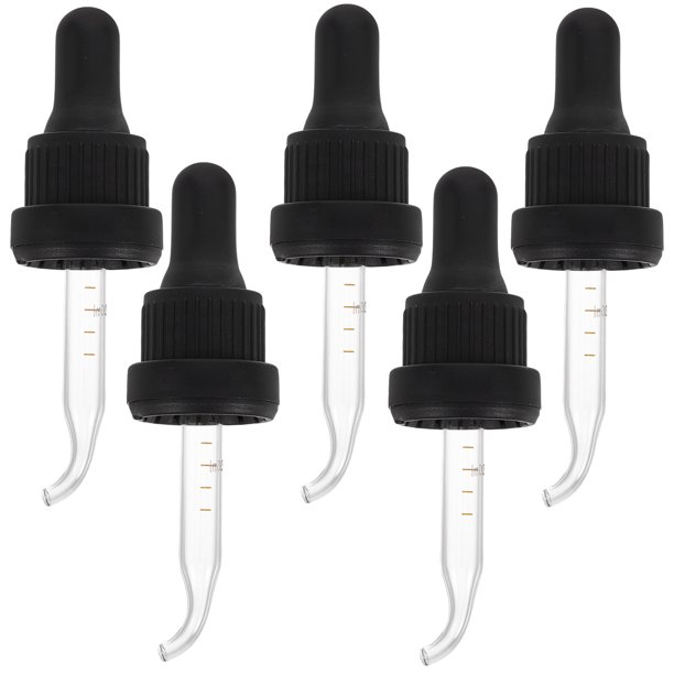 5 tapas cuentagotas con puntas graduadas para botellas de aceites esenciales, goteros de plástico con tapa giratoria a presión, pipetas con tapas enrollables de 15 ml