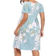 thumbnail image 5 of Robe de Maternité à Manches Courtes pour Femmes, Col Ras du Cou, Robe de Baby Shower à Manches Courtes à Fleurs/rayées, 5 of 5