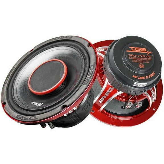 DS18 8" Mid Range Speakers Hybrid with Built In Driver 4 Ohm PRO-HY8.4B Pair