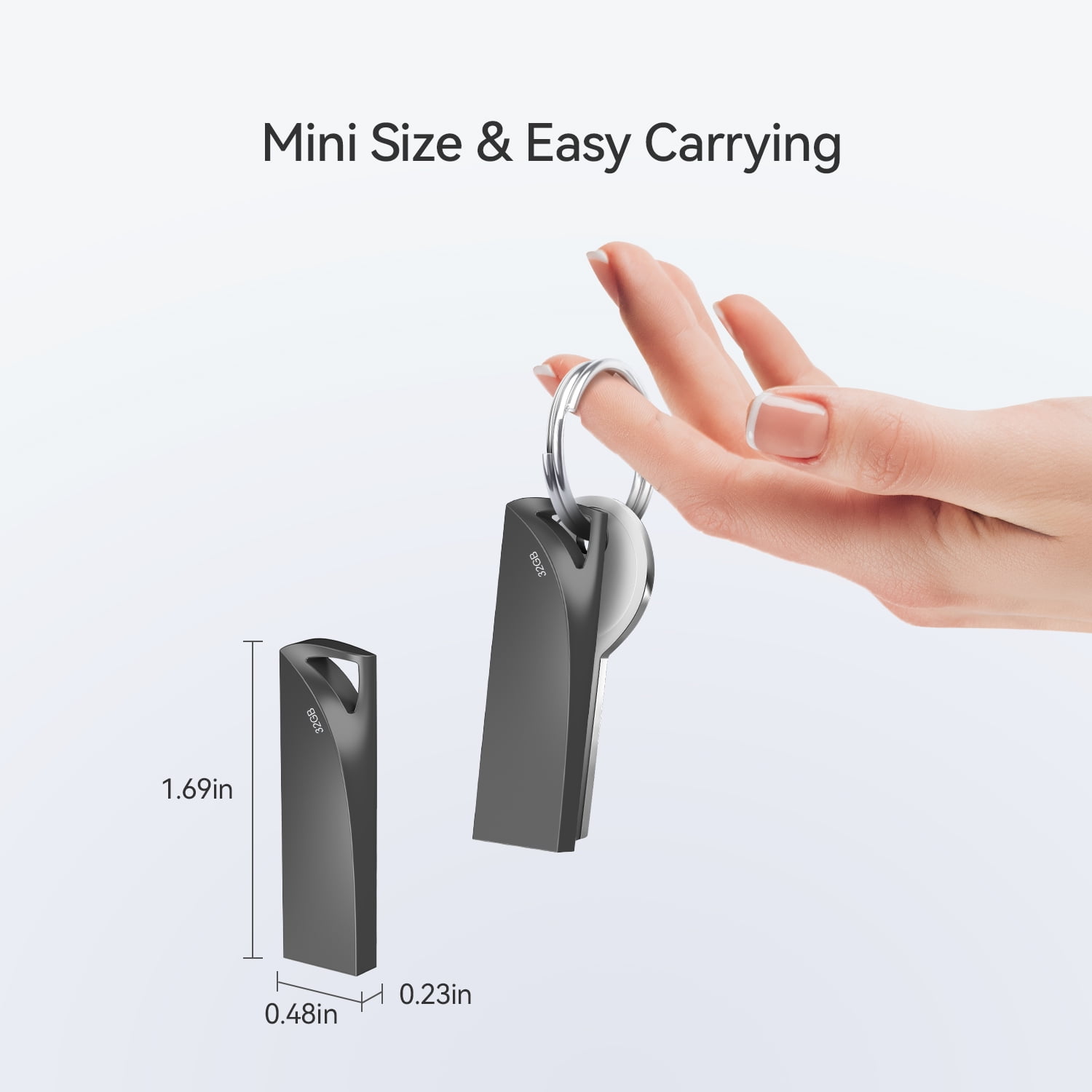 32GB USB 3.0 Flash Drive,RAOYI Flash Memory Stick Slim Thumb Drive Portable with Keychain Hole,Black & Silver 2 Pack