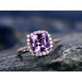 thumbnail image 2 of HeartsAndYou 2.4ct Natural Purple Amethyst & Diamond Engagement Ring Halo 14k SOLID Rose Gold, 2 of 9