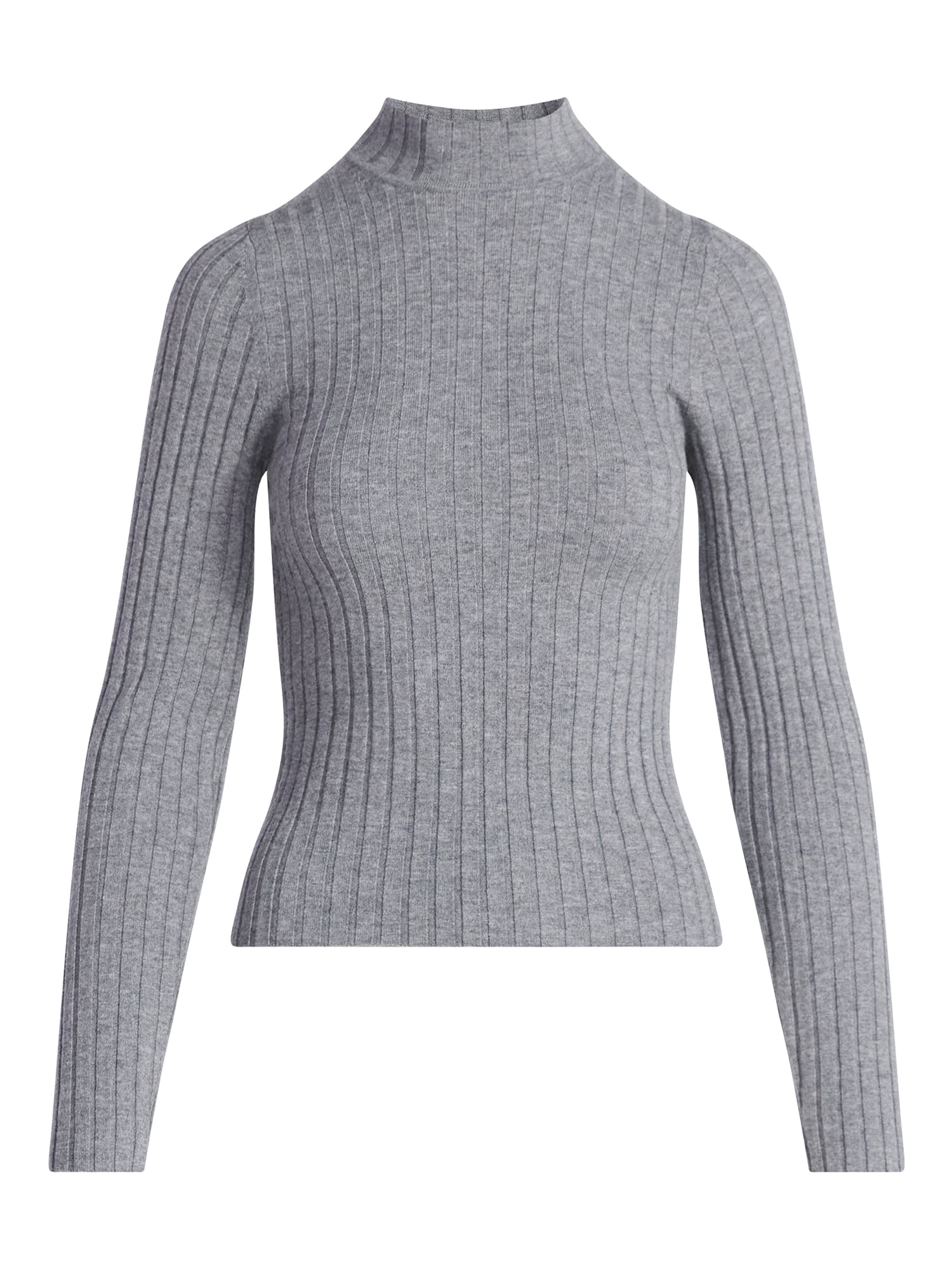 Scoop Women's Ribbed Mockneck Sweater, Lightweight, Sizes XS-XXL