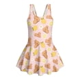 thumbnail image 4 of Uourmeti Cartoon Capybara & Lemon Print Girls Skirted One Piece Swimsuit - Quick Dry, Stretchy Swim Dress for Beach & Pool, Ages 3-13, 4 of 8