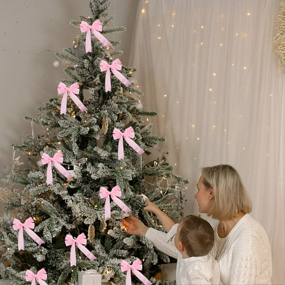 Red Christmas Bows Outdoor 3.9×2.5in Christmas Polyester Wreath Bows Christmas Tree Mini Bow Hanging Crafts Gift Bows Swallow Tailed Bow Gift Packaging Ribbon Bows Christmas Tree Decorations