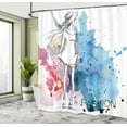 thumbnail image 5 of Ambesonne Fantasy Shower Curtain, Fashion Lady with Hat, 69"Wx84"L, Pink and Blue, 5 of 5