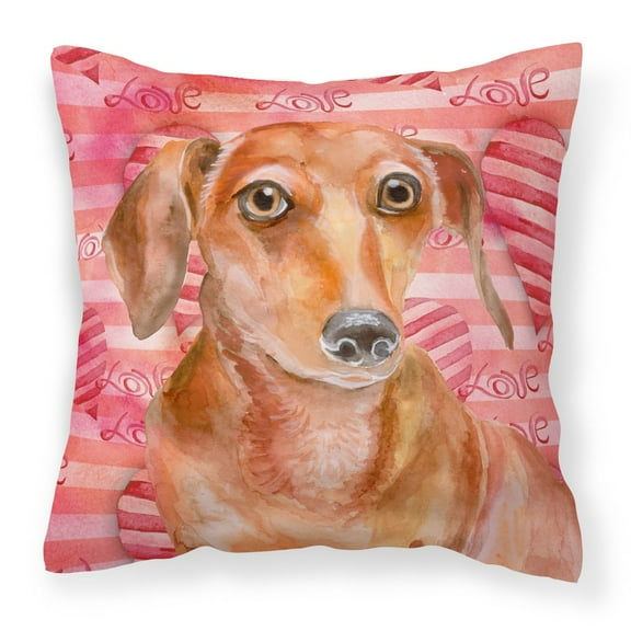 Carolines Treasures BB9794PW1818 Red Dachshund Love Fabric Decorative Pillow  18H x18W multicolor