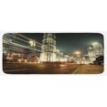 thumbnail image 1 of City Kitchen Mat, Shanghai Lujiazui Finance and Trade Zone of the Modern City Night View, Plush Decorative Kitchen Mat with Non Slip Backing, 47" X 19", Charcoal Grey Multicolor, by Ambesonne, 1 of 1