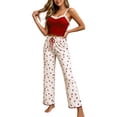 thumbnail image 2 of Xaqiouau Women Cute Floral Pajama Set Cami Tank Top and Pants 2 Piece Lounge Set Lace Trim Sleepwear Casual Home Outfit, 2 of 7