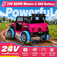 thumbnail image 3 of Joyracer 24V 2 Seater Kids Ride on Truck with Remote Control, 4×200W Motor, Electric Battery Powered Toys Car w/ 4 Wheels Spring Suspension, 3 Speeds, LED Lights, Bluetooth Music, Rose Pink, 3 of 14