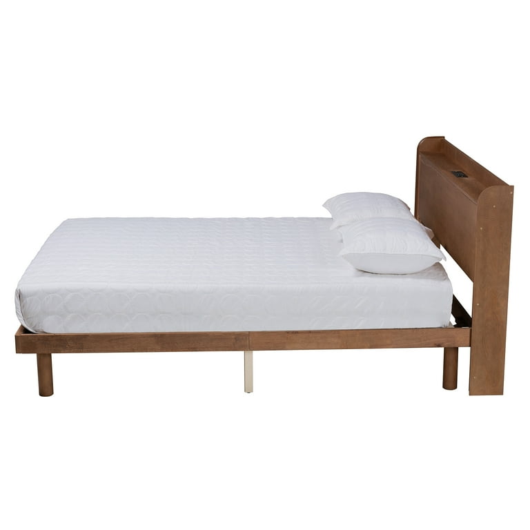 Baxton Studio Decker Mid-Century Modern Transitional Walnut Brown Finished Wood Full Size Platform Bed with Charging Station Baxton Studio Decker Mid-Century Modern Transitional Walnut Brown Finished Wood Full Size Platform Bed with Charging Station