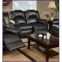Contemporary Black Bonded Leather Motion Loveseat - 58"L Living Room Furniture with Metal Reclining Mechanism