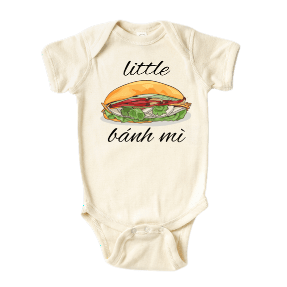 Little Banh Mi Baby Shirt Premium Custom Baby Clothes Vietnamese Food Unisex Baby Announcement Gift for Mom Newborn Outfit 3-6m Natural