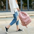 thumbnail image 2 of Striped Backpack Outdoor College Large High Capacity Solid Capacity Solid School Bag Female Corduroy Fashion Travel Rucksack Students Adults Pink, 2 of 8