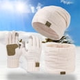 thumbnail image 2 of Hat Gloves Scarf Set Women Cozy Beanie for Men Knit Mens Beanies Winter Scarfs Fleece Lined Womens Scarves White, 2 of 9