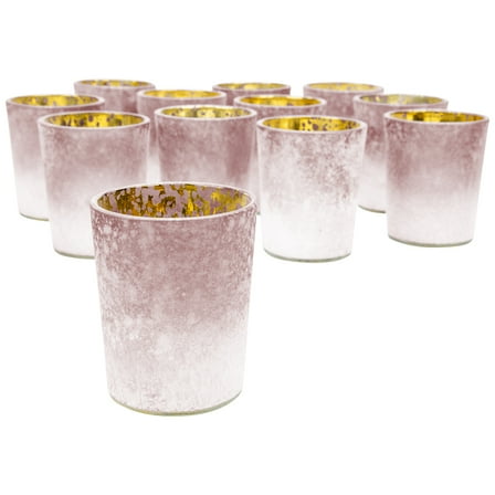 Koyal Wholesale 2.6" Tall Burgundy Frosted Ombre Mercury Glass Votive Candle Holders, Set of 12, Bulk Tealight Holders