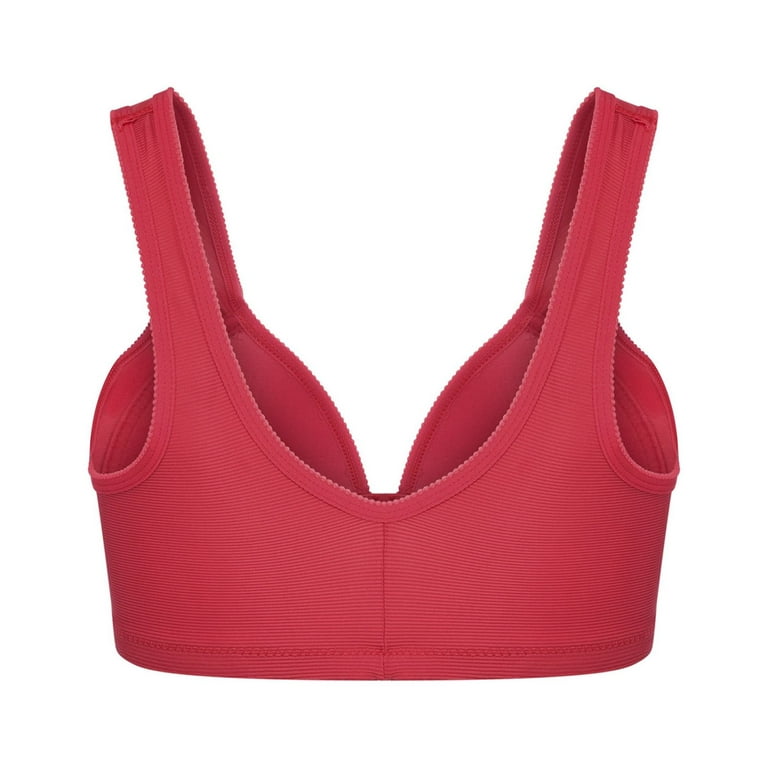 DORKASM Front Closure Bras for Older Women Soft Plus Size Breathable Padded  Womens Bras No Underwire Full Support Red 3XL 