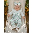 thumbnail image 4 of BemeyourBBs Newbron Baby Girl Golf Outfit Romper Infant Girls Spring Fall Winter Clothes Long Sleeve Golf Cart Print False Two-piece Patchwork Jumpsuit with Headband, 4 of 9