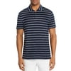 Michael Kors DARK BLUE Striped Slub-Knit Classic Fit Polo Shirt, US Large