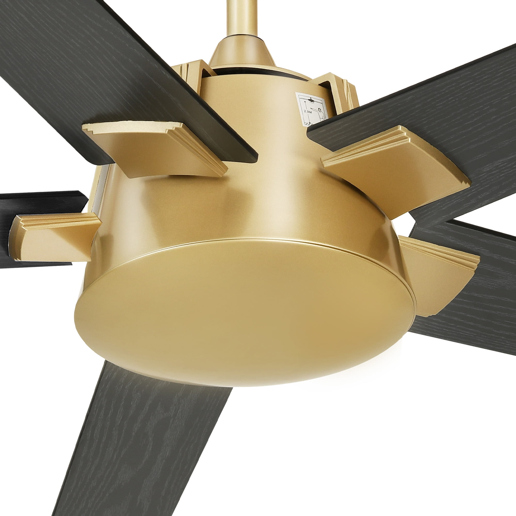 Uforic 52 Inch Modern Black Gold Ceiling Fan with Wall Switch Remote,Ceiling Fan No Lights for Indoor Outdoor