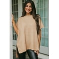 thumbnail image 4 of Versatile Tunic-Length Sweater in Apricot with Side Slits Detail, 4 of 9
