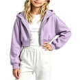 thumbnail image 2 of Shadoumai Girls Cropped Zip Up Hoodie Long Sleeve Sweatshirts For Teen Girls Fashion Fall Fashion Casual Jackets With Pockets, 2 of 7