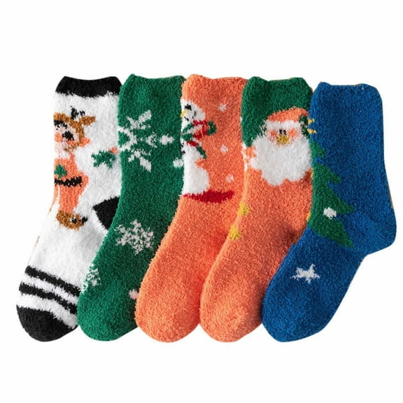 EnJoCho Clearance 5 Pairs Womens Winter Socks Size Thick Wool Socks Soft Warm Casual Socks for Women Socks Christmas Socks Adult Xmas Themed Charming Socks Heated Socks