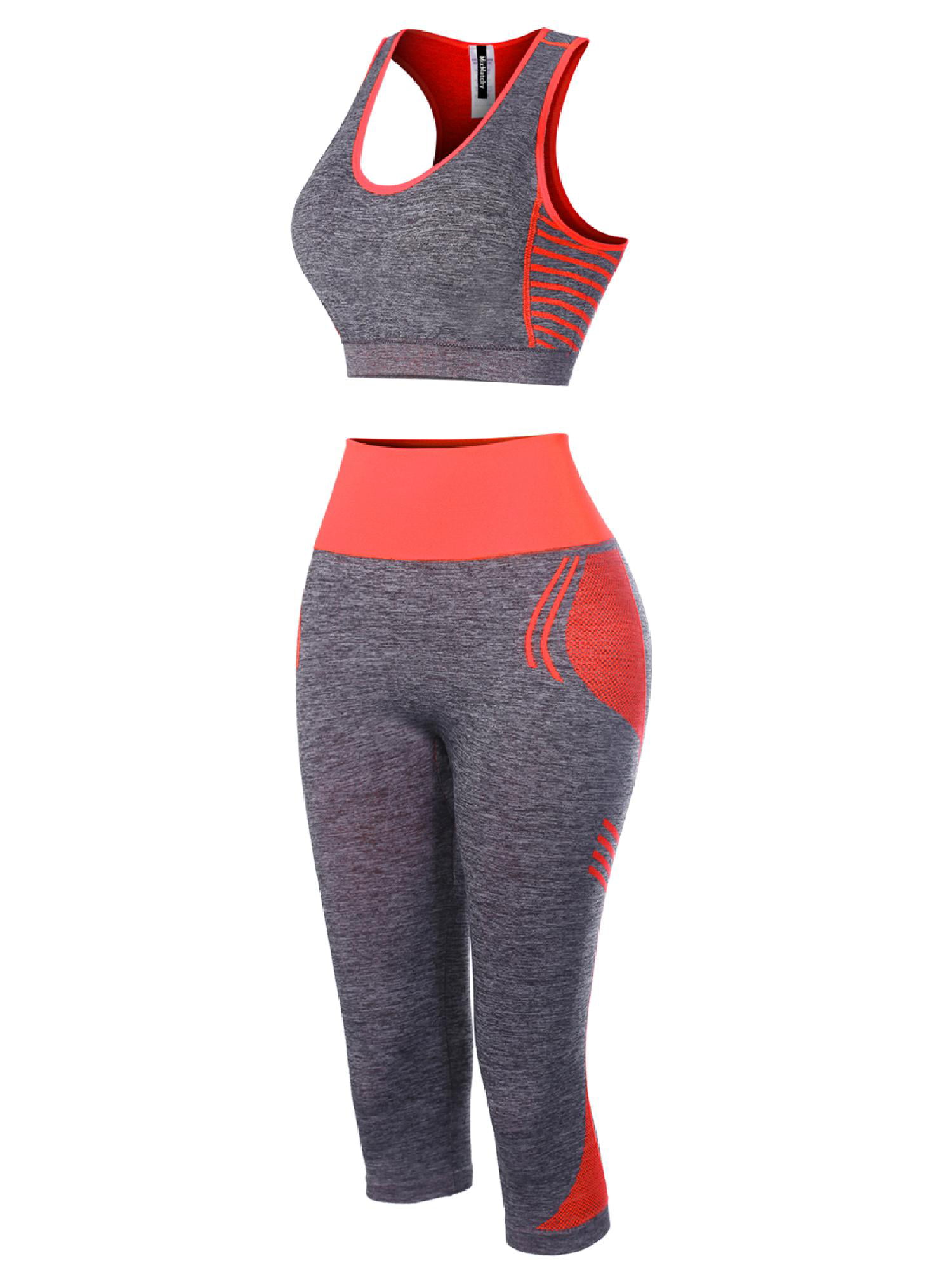 MixMatchy Women's Sports Gym Yoga Workout Activewear Sets Tank Crop Top & Capri  Leggings Set - Walmart.com