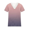 thumbnail image 4 of XMMSWDLA T-Shirts pour Femmes Manches Courtes Col en V Ample Décontracté Tops d'Été avec Poche Chemises Roses pour Adolescentes, 4 of 5