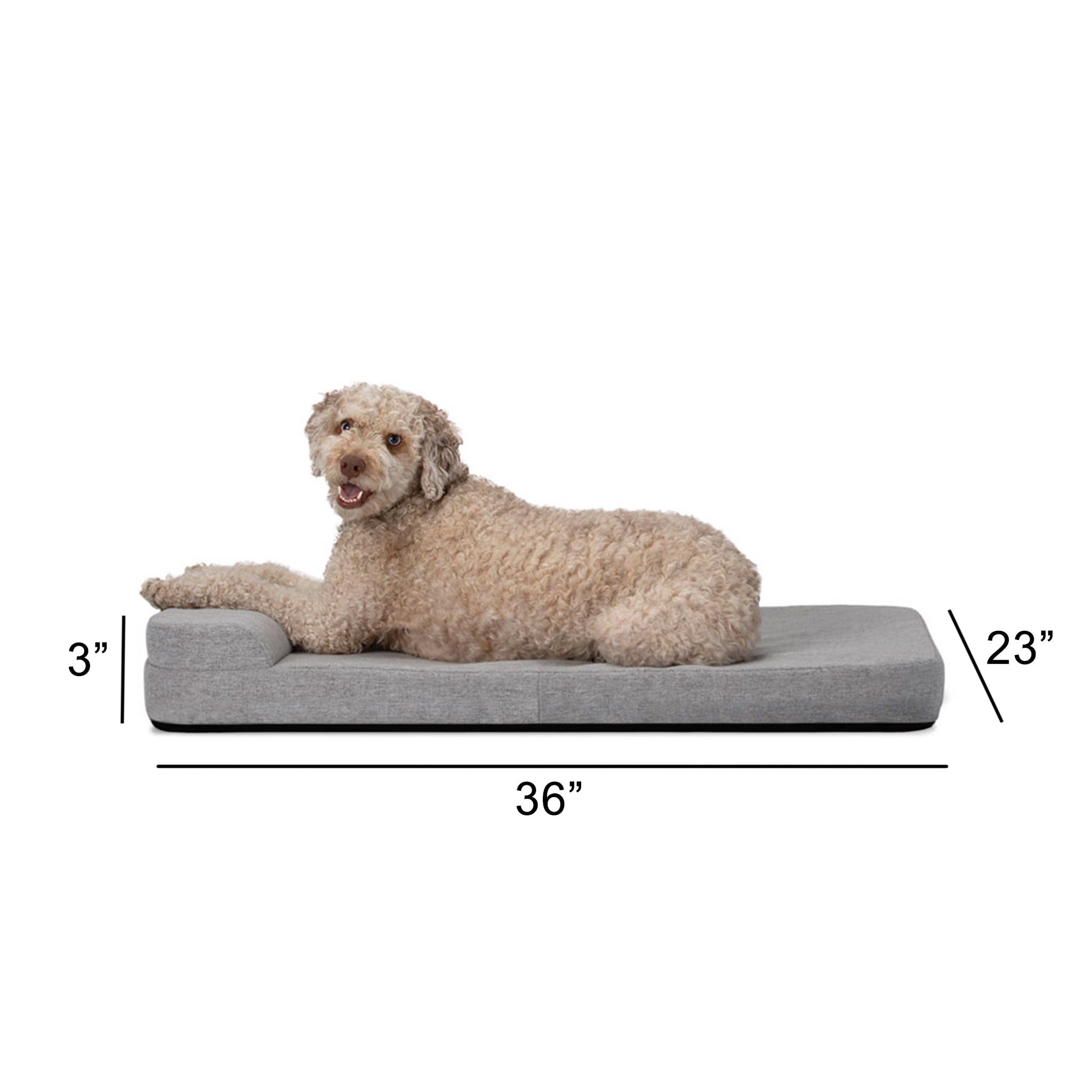 Diggs 36" Bolstr Dog Bed with Headrest - Premium Memory Foam Pet Bed for Crate or Home - Grey