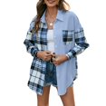 thumbnail image 1 of Women Plaid Jacket Long Sleeve Turn-down Collar Button Closure Tops Outwear, 1 of 6