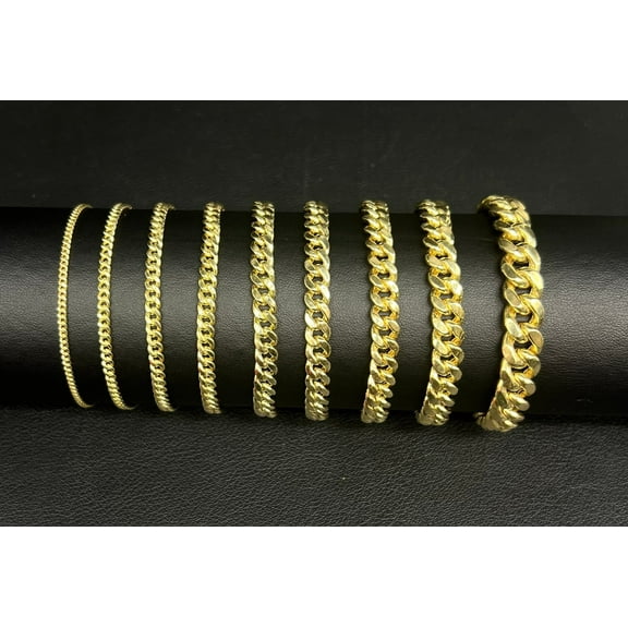14k Gold Miami Cuban Bracelet, Real 14K Yellow Gold Miami Cuban Chain Bracelet, Men and Women Bracelet, 14k Gold Bracelet, 14k Gold Miami (Bracelet width:2; Bracelet length:7;)