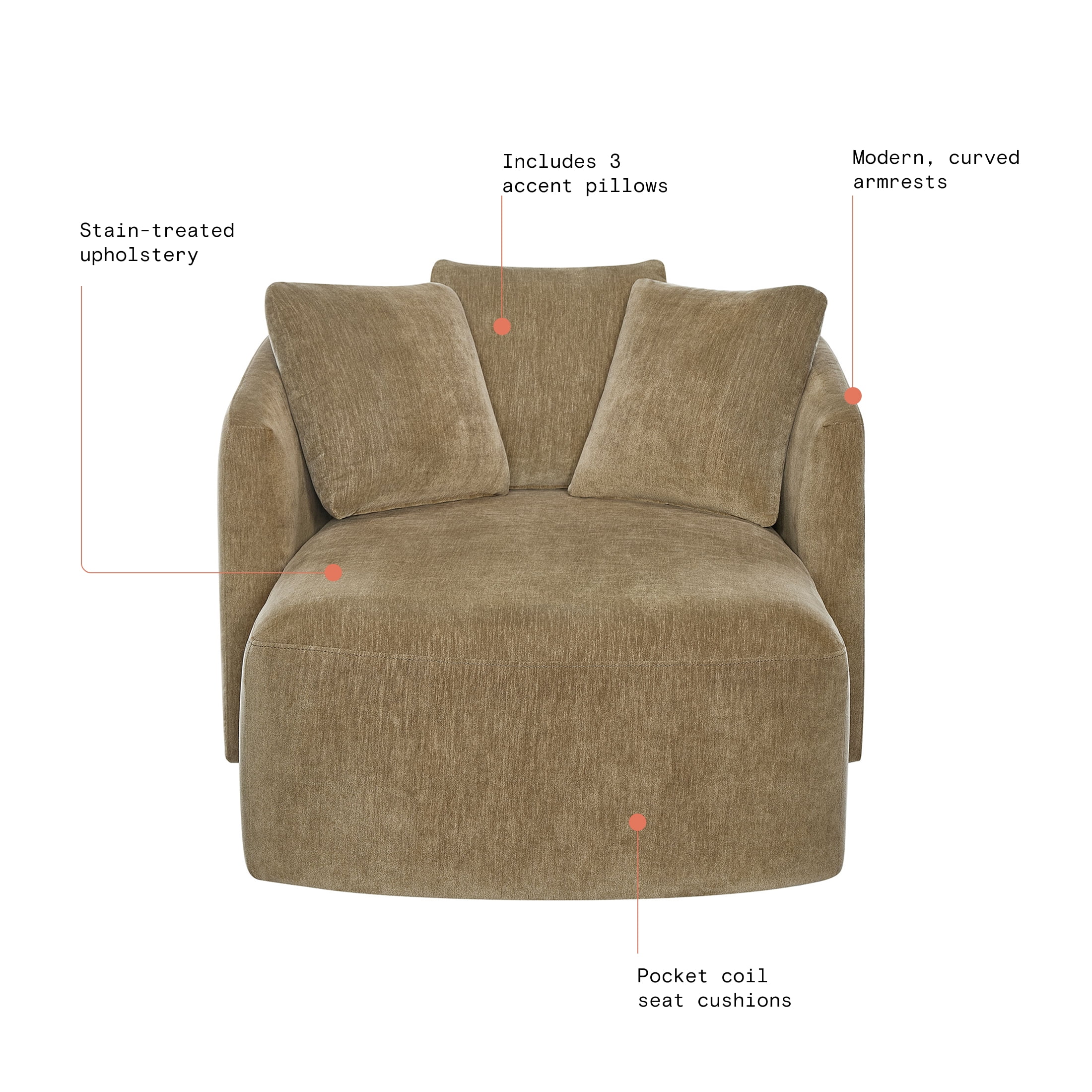 Beautiful Drew Chaise by Drew Barrymore, Latte